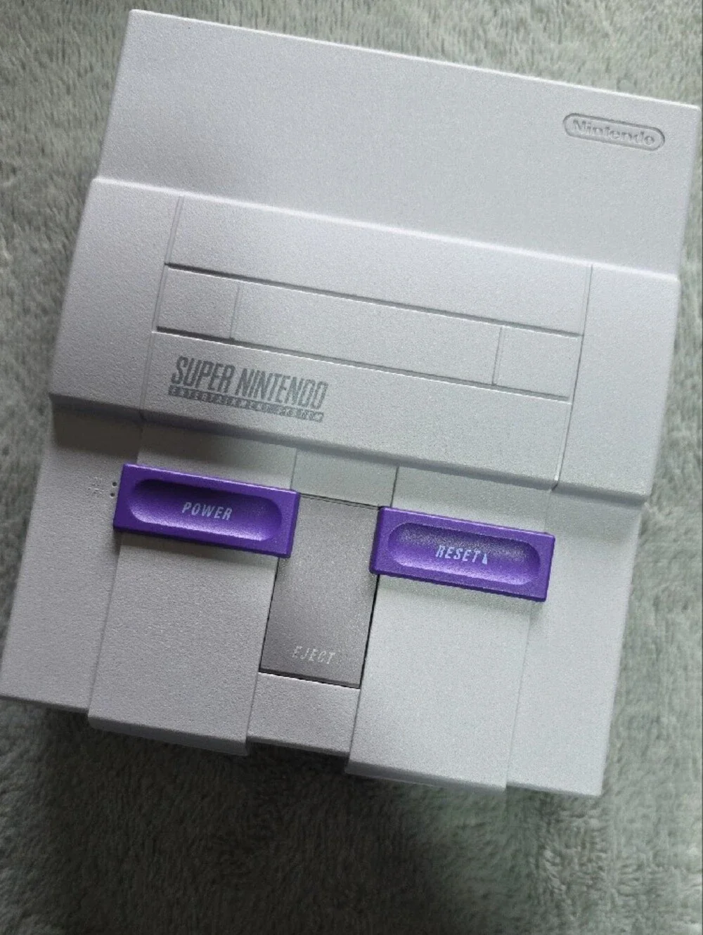 Nintendo Super Nintendo Classic Edition Console in Gray with Purple Buttons